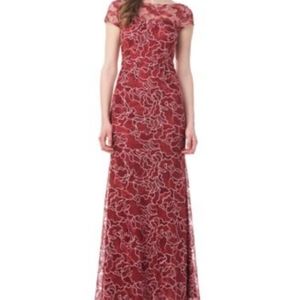 JS Collections formal gown/dress, size 14, Burgundy & pink embroidered floral